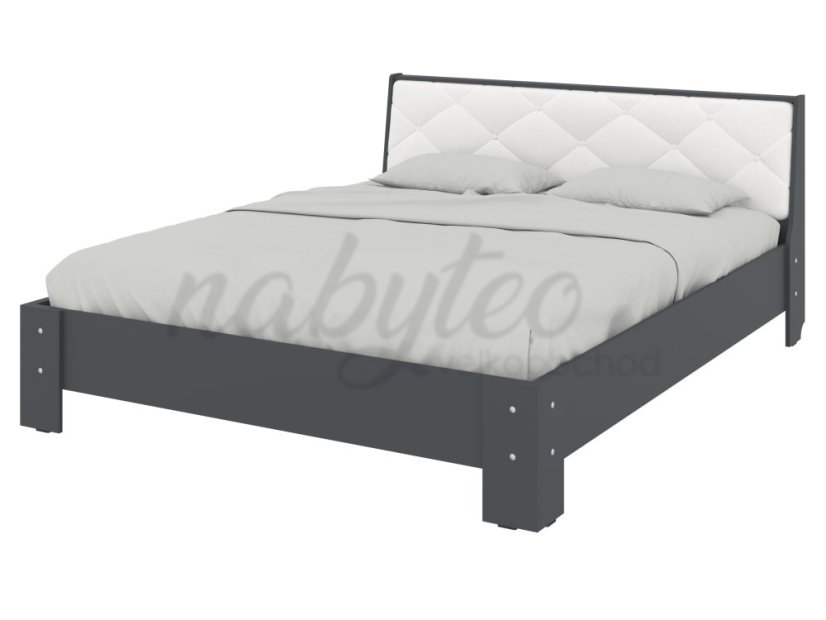 Ліжко 160 Моніка антрацит+білий premium