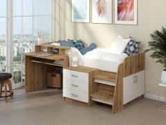 Patrová postel SPEYS, 90 x 200 cm, s psacím stolem a komodou