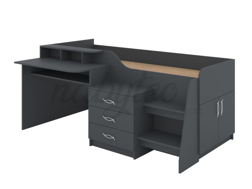 Patrová postel SPEYS, 90 x 200 cm, s psacím stolem a komodou