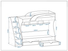 Patrová postel KADET, 80 x 190 cm, se zásuvkami
