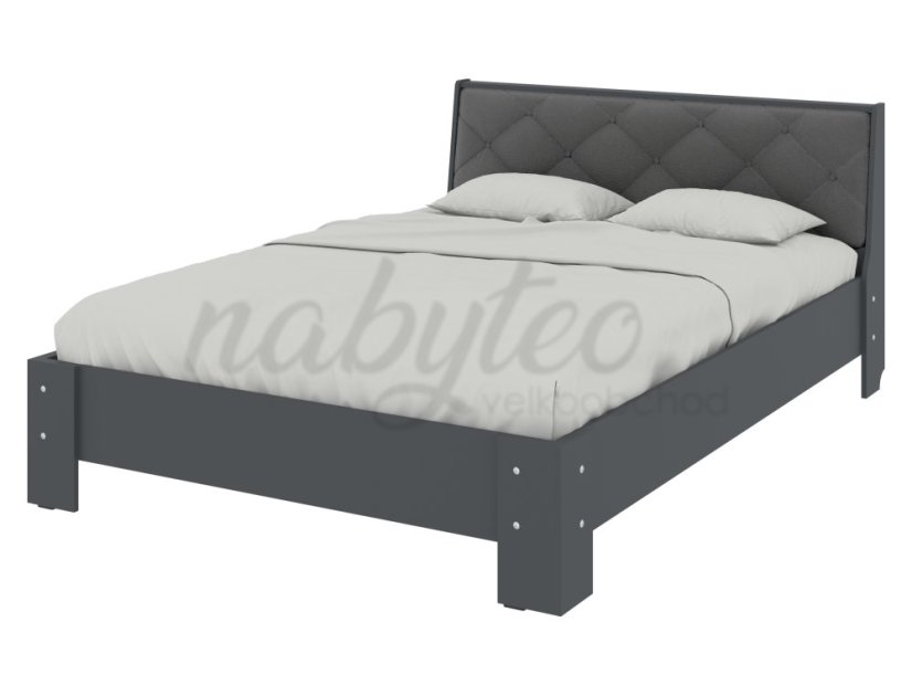 Ліжко 140 Моніка антрацит+сірий premium