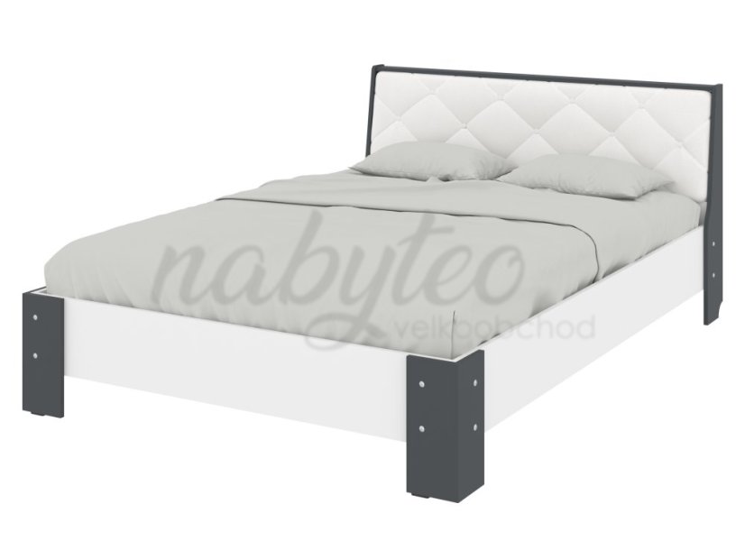 Ліжко 140 Моніка антрацит+білий+білий premium