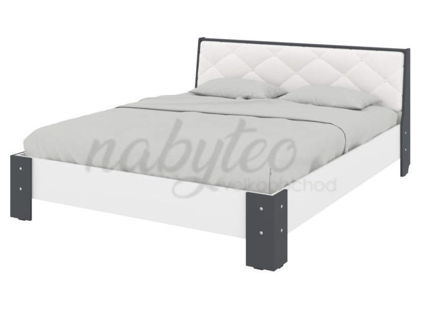 Ліжко 160 Моніка антрацит+білий+білий premium