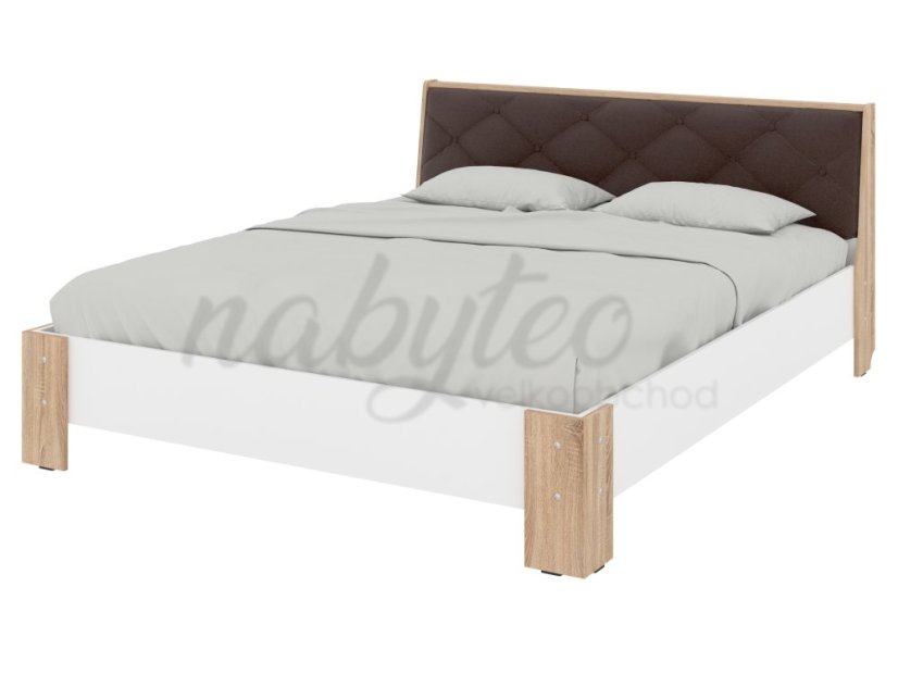 Ліжко 160 Моніка сонома+білий+коричневий premium