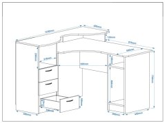 PC stůl ATRIKS, rohový