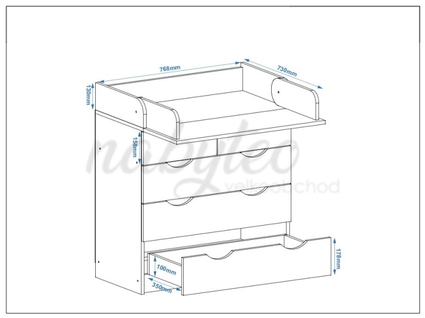 Přebalovací komoda K-3+3