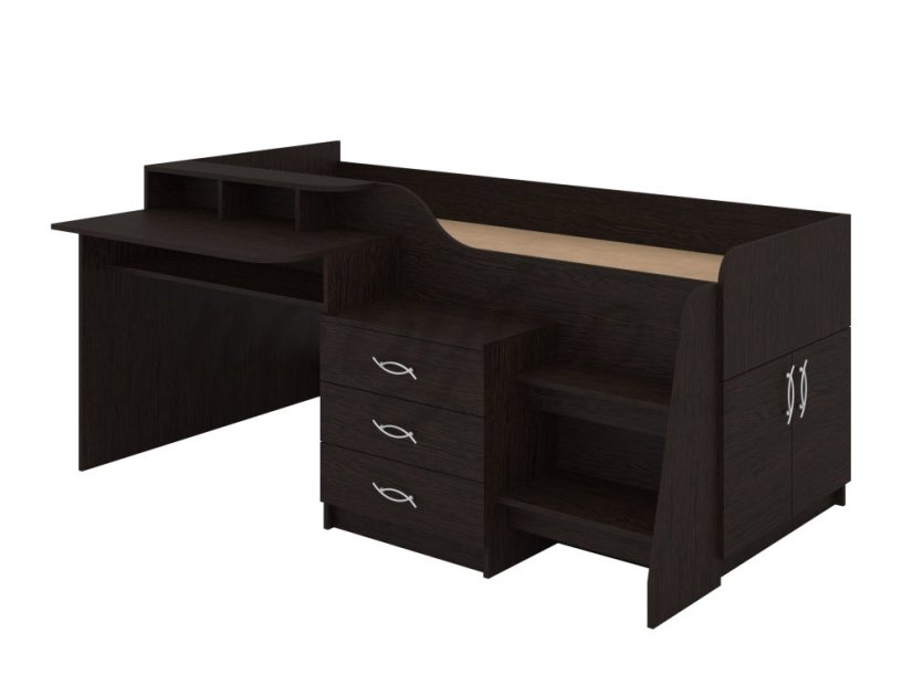 Patrová postel SPEYS, 90 x 200 cm, s psacím stolem a komodou