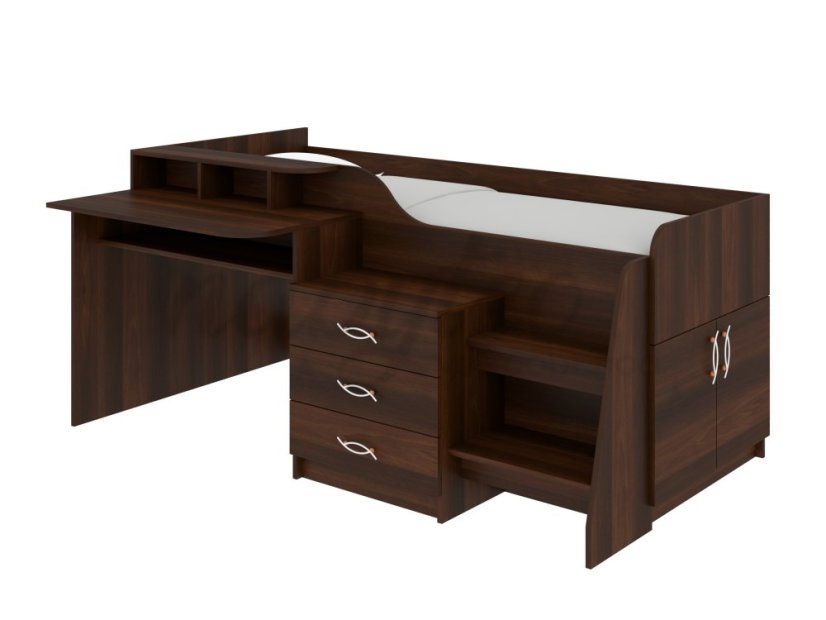 Patrová postel SPEYS, 90 x 200 cm, s psacím stolem a komodou