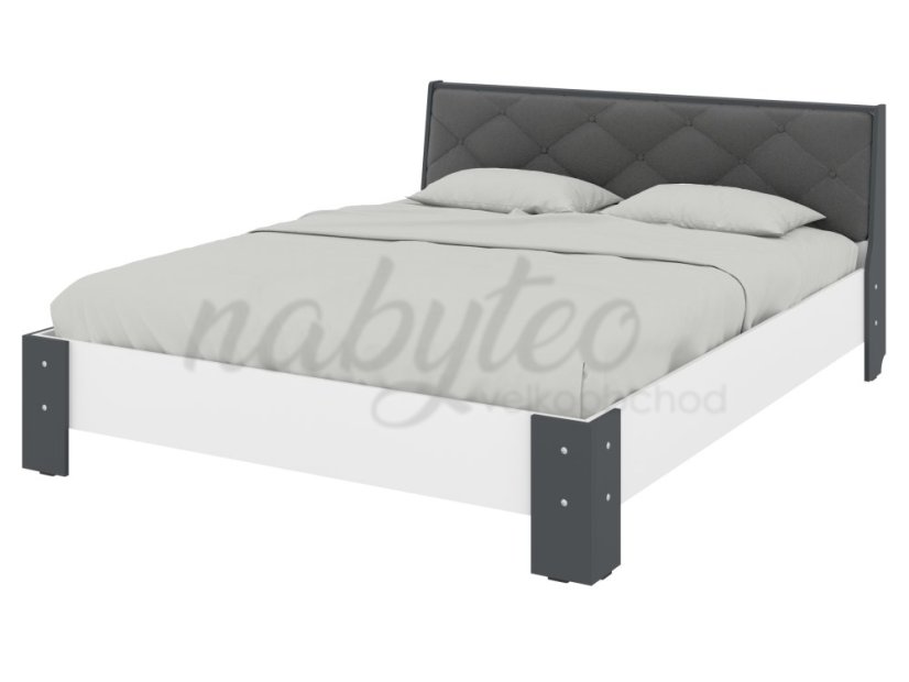 Ліжко 160 Моніка антрацит+білий+сірий premium
