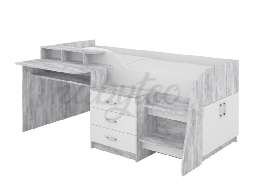 Patrová postel SPEYS, 90 x 200 cm, s psacím stolem a komodou